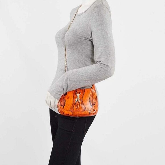 Gucci Orange/Black Python Jackie Notte Mini Chain Bag - Picture 2 of 12